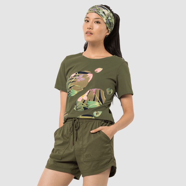 T-shirt Jack Wolfskin Paradise Logo Mujer Verde Oliva Mexico-4615179